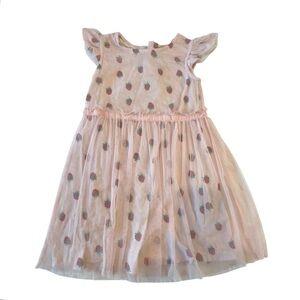 Hanna Andersson Strawberry Dress with‎ Soft Tulle Overlay, Girls Size 5